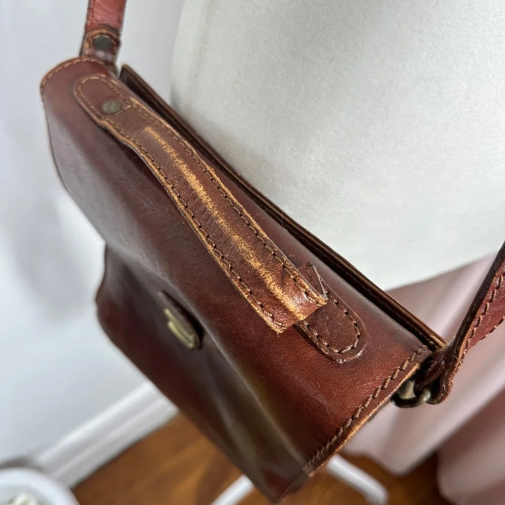Vintage Genuine Leather Organizer Crossbody Bag Brown Messenger Purse Travel